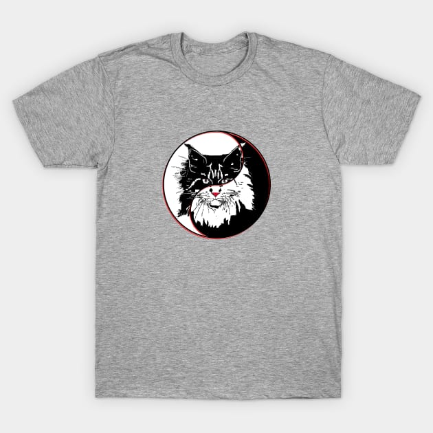 yin yang balance harmony design eastern philosophy cat T-Shirt by 4rpixs